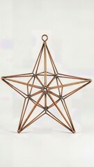Minimalist Geometric Copper Wire Star Ornament Modern Contemporary Christmas Isolated Clean Background