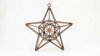 Minimalist Geometric Copper Wire Star Ornament Modern Contemporary Christmas Isolated Clean Background