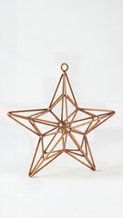 Minimalist Geometric Copper Wire Star Ornament Modern Contemporary Christmas Isolated Clean Background