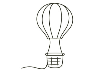 Obraz premium Simple black and white line drawing of hot air balloon