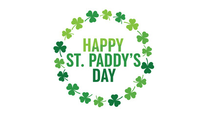 Happy St. Patrick's Day Illustration with Shamrock Wreath - Celebratory Greeting Card Design and Festive Decoration for Irish Holiday