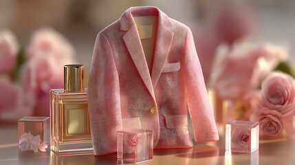 Luxury women coat dress mockup on pastel background fashion clothing women wear elegant design modern style generated AI