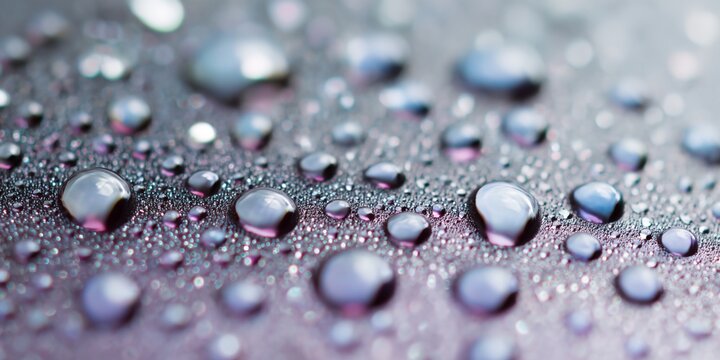 Close up of water droplets on a surface