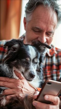 Man and dog bonding moment