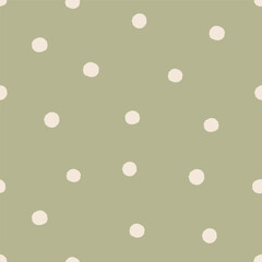 Polka dot, seamless pattern. Endless background, texture with rough round spots, circles. Abstract repeating print, backdrop. Printable flat vector illustration for textile, wrapping design