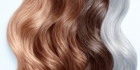 Fototapeta premium Three different colored hair strands