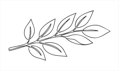 Simple line drawing of a branch with multiple leaves