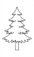 Simple outline drawing of a christmas tree with a trunk