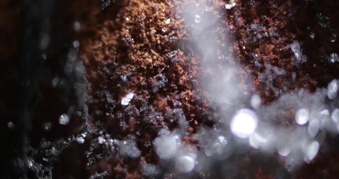Ash Particles after Combustion of Inorganic Substance under Microscope, Smooth Slide Motion and Fine Focusing, Scientific Material Analysis with Soft Lighting, Forensic Chemistry Lab Investigation