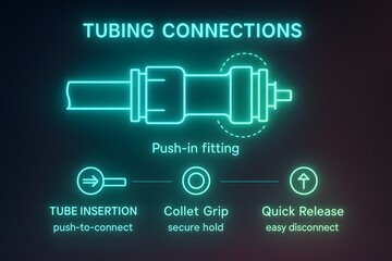 Pneumatic Tubing Connection Fittings for Industrial Air System Assembly