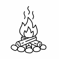 Simple line art campfire icon illustration