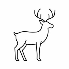 Simple line art deer icon illustration