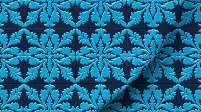 Intricate Blue Floral Pattern Design Background.