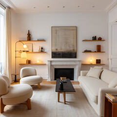 A photo of the living room in a Parisian flat