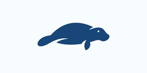 Minimalist Blue Manatee Silhouette Icon