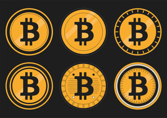 Bitcoin Cryptocurrency Icons and Symbols for Digital Finance