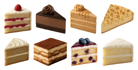 Assorted delicious cake slices