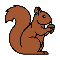 A Squirrel Holding An Acorn Vector Illustration