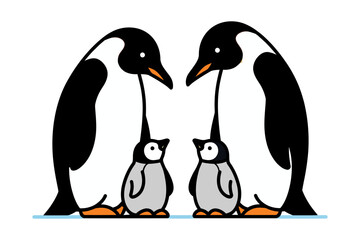A penguin family vector illustration