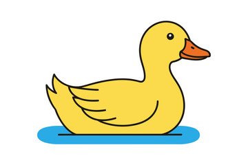A yellow duck swimming vector illustration