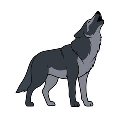 A Carton Wolf Howling Vector Illustration