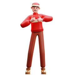 3d Illustration of New Year Character Thumbs Up