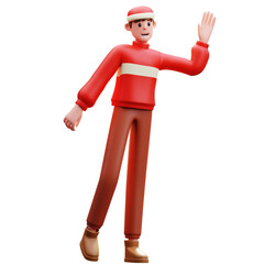 3d Illustration of New Year Character Waving Pose