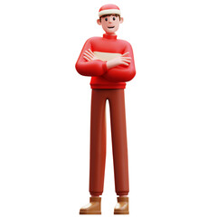 3d Illustration of New Year Character Confident Pose