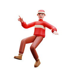 3d Illustration of New Year Character Direction Pose