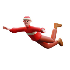 3d Illustration of New Year Character Flying Pose
