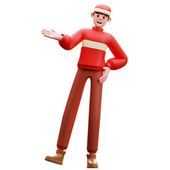3d Illustration of New Year Character Introducing Pose