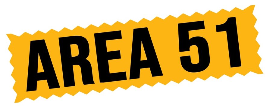 AREA 51 text written on orange-black zig-zag stamp.