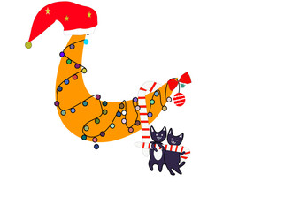 Cute Christmas Cats Vector Illustration