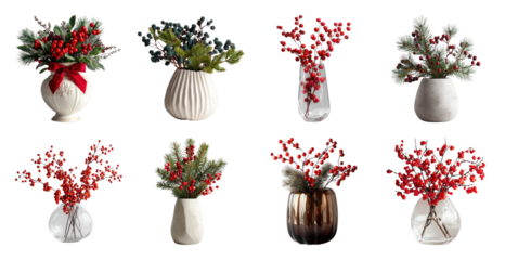 Festive red berry arrangements