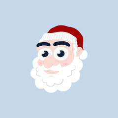 Santa Claus character design illustration. A simple portrait vector drawing of an old nice person wearing a Christmas hat, perfect for a sticker, t-shirt design, or poster.
