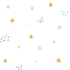 Soft scattered stars and tiny abstract shapes in a gentle pastel palette. Minimal, playful, and modern seamless pattern perfect for kids’ products, fabrics, stationery, and cheerful decorative designs