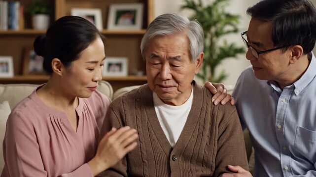 Family Support for Elderly Man Dealing with Health Issues.