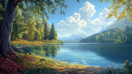 Imagine a hidden spot by a quiet lake, where the forest and water meet. What feelings of solitude and relaxation come over you in this secluded place?