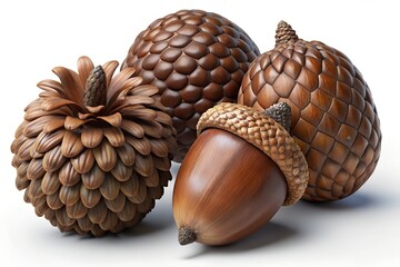 acorns on a white background
