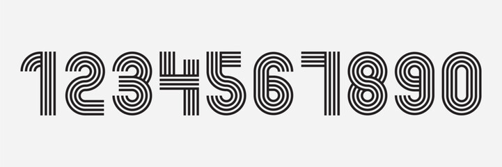 Striped outline number set in clean linear style.
