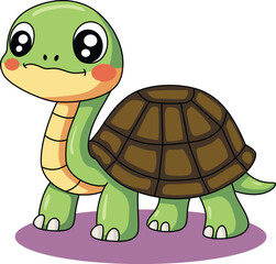 Adorable Turtle Smiling and Walking Slowly