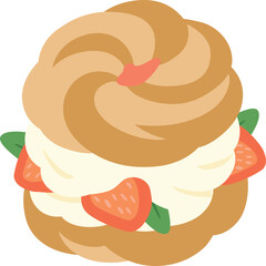 Delicious Cream Puff Pastry with Fresh Strawberries