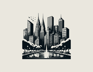 Fototapeta premium City black vector logo illustration