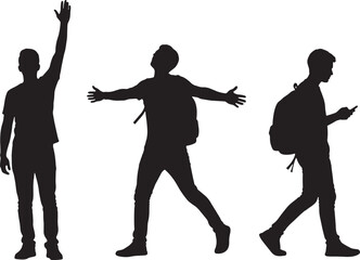 Man with backpack waving