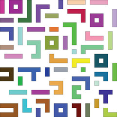 Geometric Pattern with Squares, Rectangles and L-Shapes - Abstract Mosaic Design
