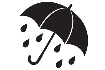 black umbrella with rain drops