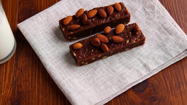 chocolate nut bar in square shape