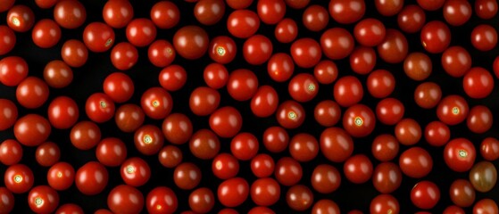 Scattered Ripe Tomatoes on Black Background