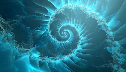 Floating steps spiraling around invisible axis in dreamy cyan ambiance