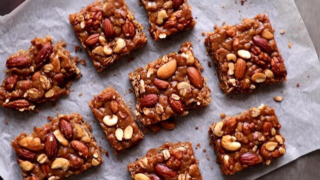 chocolate nut bar in square shape